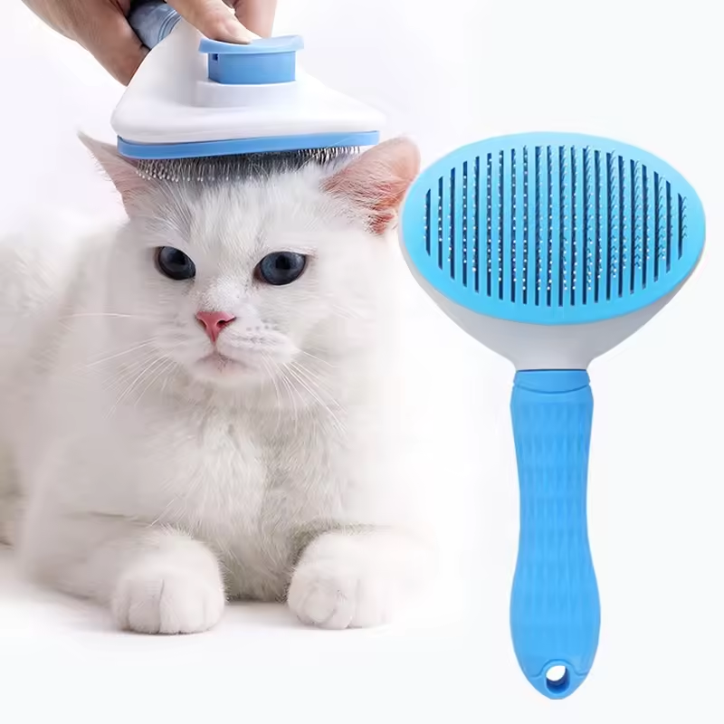 Cat Brush Self Cleaning Slicker Brush with Release Button, Dog Shedding Brush for Grooming, Suitable for Long or Short Pet Hair Cleaner, Removes Tangles & Loose Fur