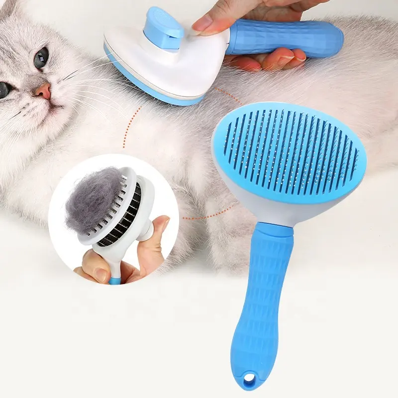 Cat Brush Self Cleaning Slicker Brush with Release Button, Dog Shedding Brush for Grooming, Suitable for Long or Short Pet Hair Cleaner, Removes Tangles & Loose Fur