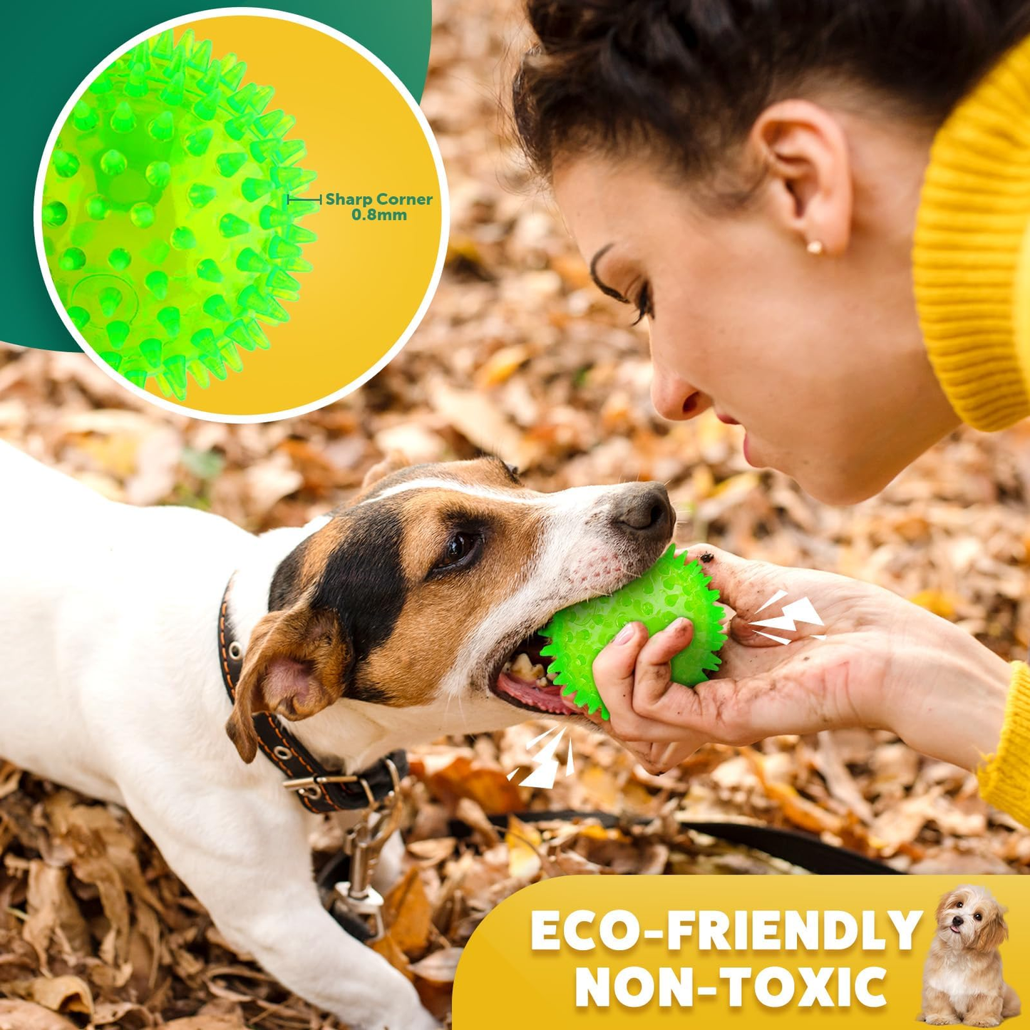 2.5” Squeaky Interactive Dog Balls for Puppy Teething Chew Toys for Small Dogs for Clean Teeth and Training