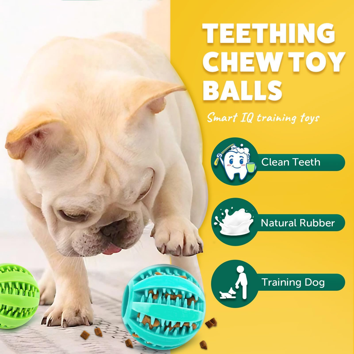 2.5” Squeaky Interactive Dog Balls for Puppy Teething Chew Toys for Small Dogs for Clean Teeth and Training