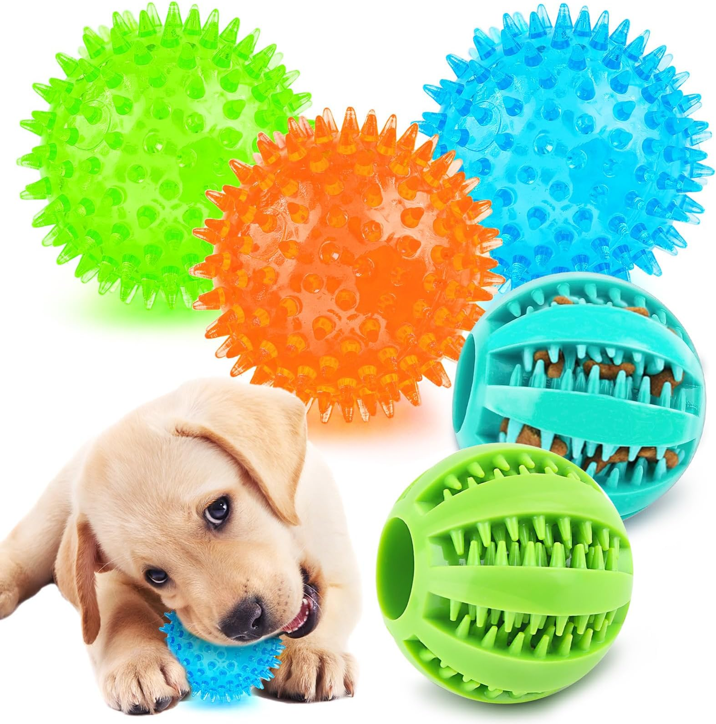 2.5” Squeaky Interactive Dog Balls for Puppy Teething Chew Toys for Small Dogs for Clean Teeth and Training