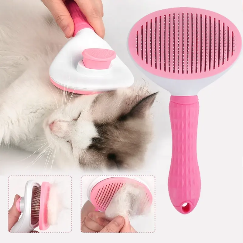 Cat Brush Self Cleaning Slicker Brush with Release Button, Dog Shedding Brush for Grooming, Suitable for Long or Short Pet Hair Cleaner, Removes Tangles & Loose Fur