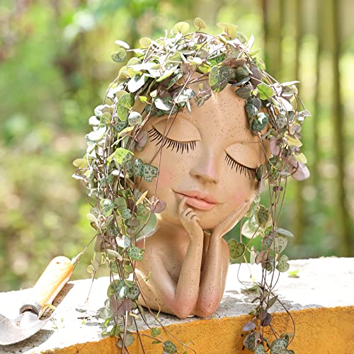 Bonita figura de muñeca para niña, jardineras suculentas, maceta de resina de vinilo